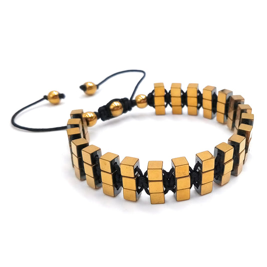 צמיד לגבר דגם "מטריקס" רחב - המטייט זהב