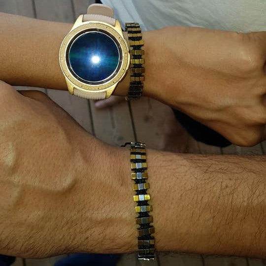 סט צמידים תואמים לזוג דגם "מטריקס" -המטייט כסף