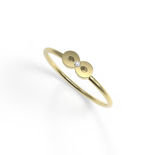 טבעת אינפיניטי זהב 14 קראט משובצת יהלום טבעי