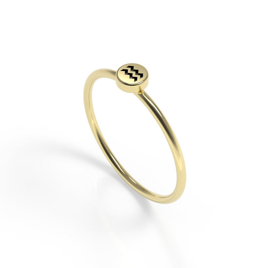 טבעת זהב אמיתי הורוסקופ דלי