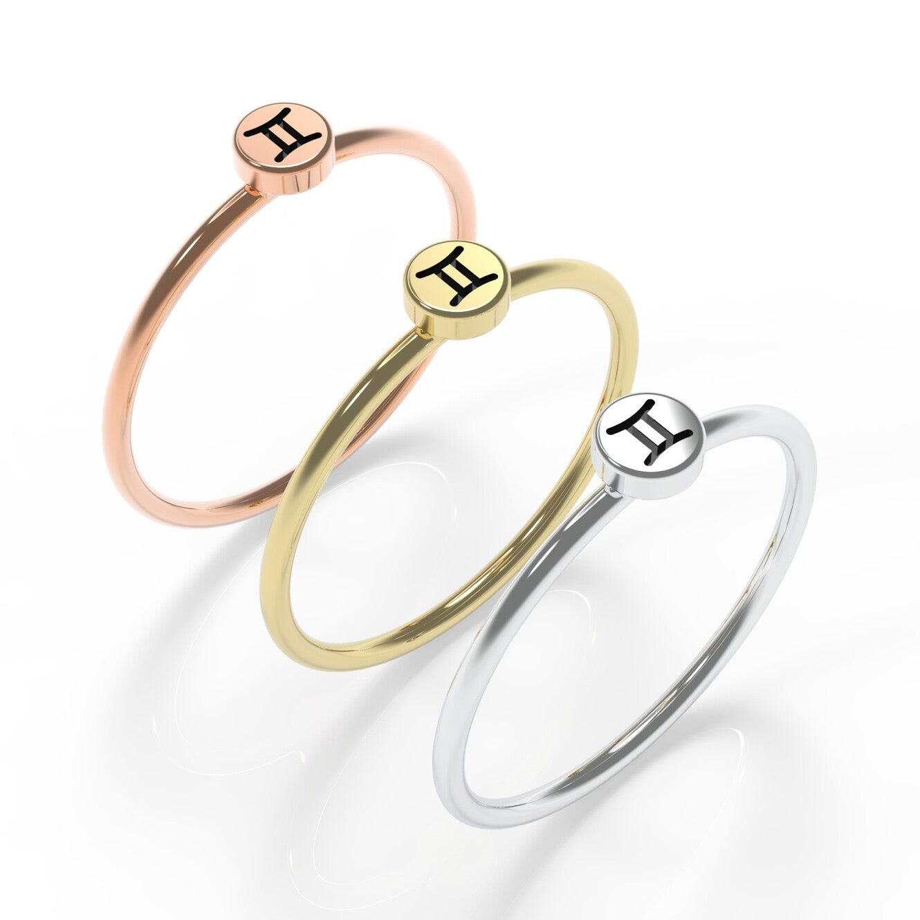 הורוסקופ תאומים טבעת זהב לבן לאישה