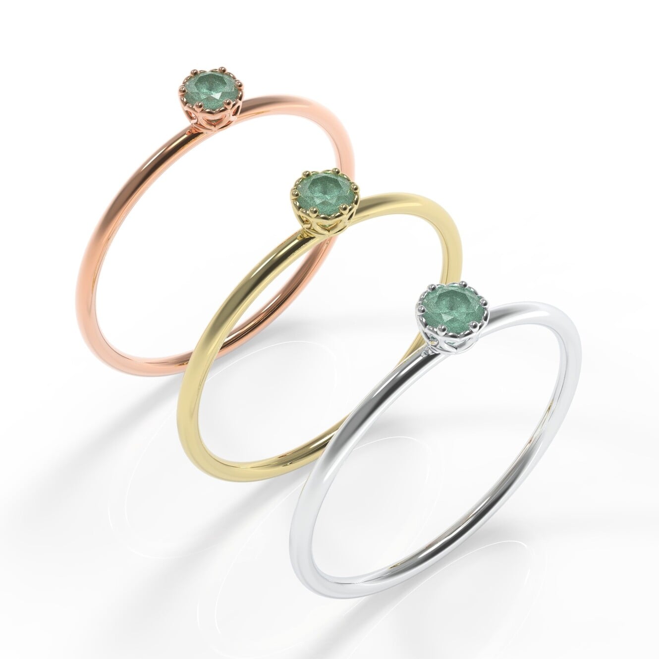 טבעת זהב לבן לאישה אבן מזל אמרלד