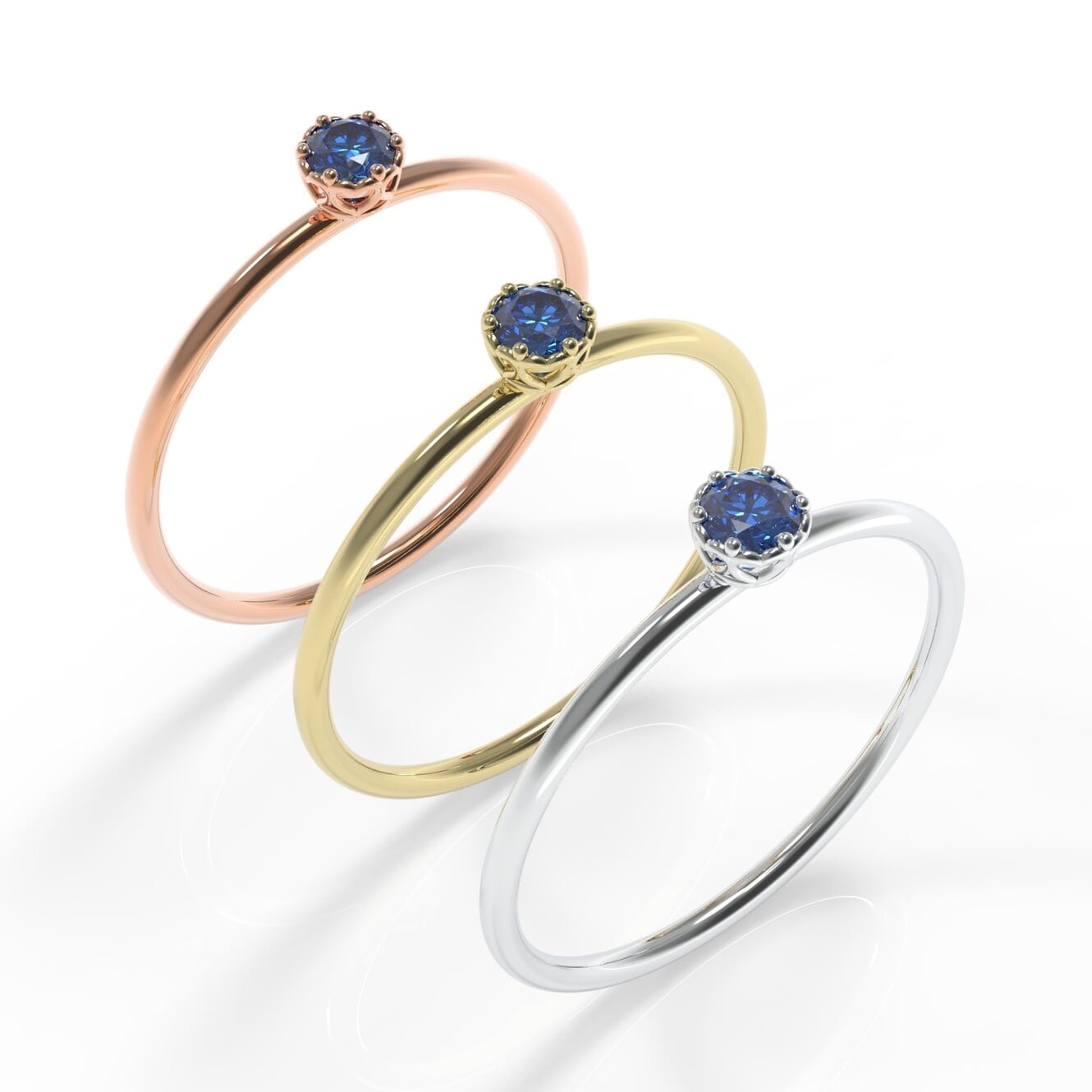 טבעת זהב לבן לאישה אבן מזל ספיר