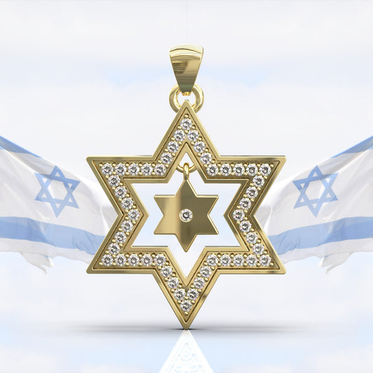 שרשרת מגן דויד זהב שיבוץ יהלומים