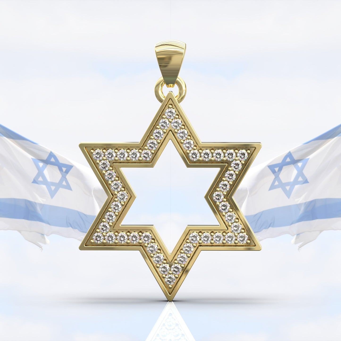 תליון מגן דוד זהב שיבוץ יהלומים