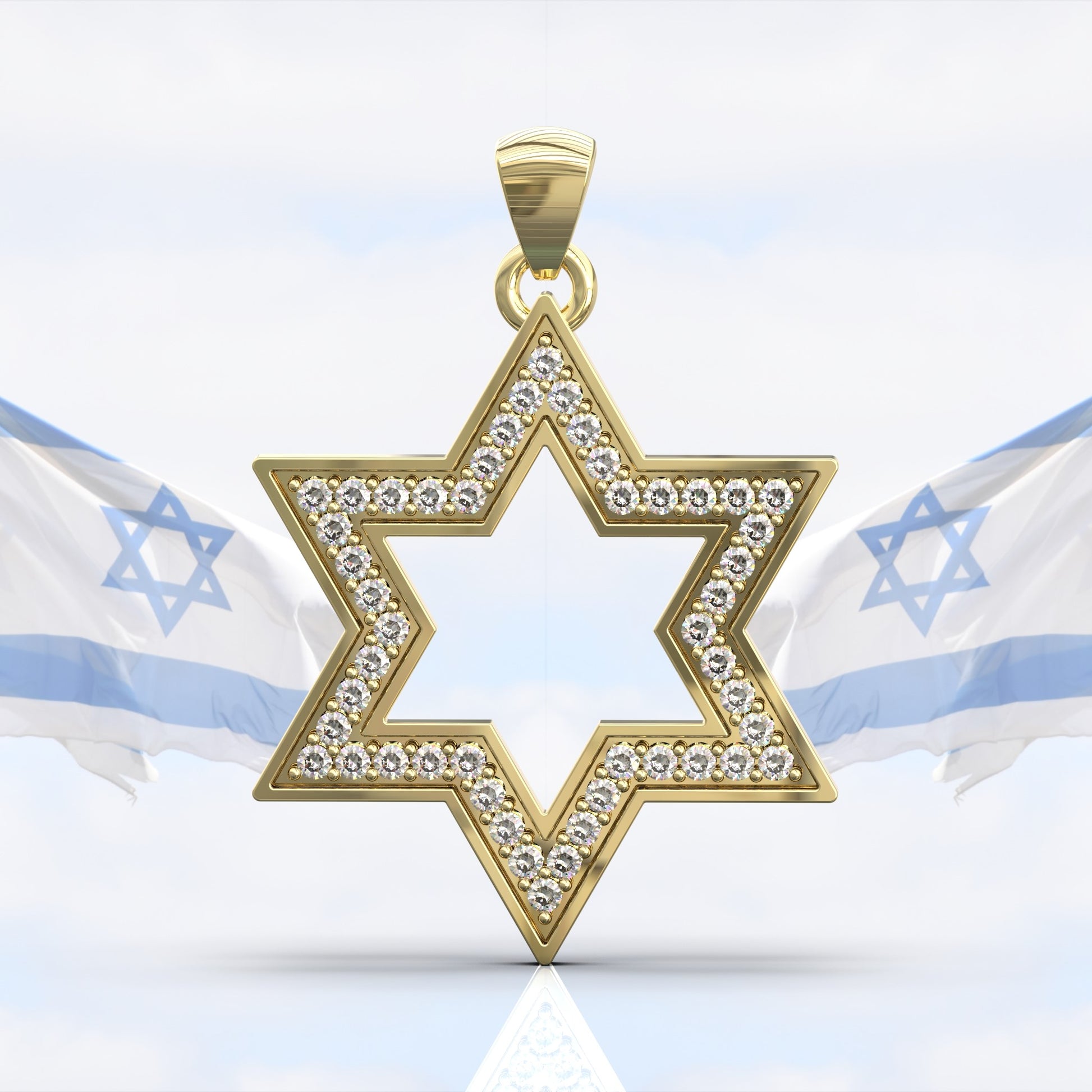 תליון מגן דוד זהב שיבוץ יהלומים
