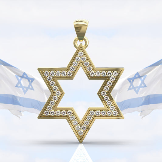 תליון מגן דוד זהב שיבוץ יהלומים