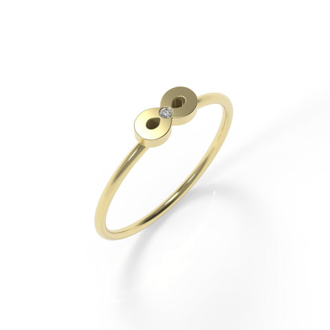 טבעת אינפיניטי מזהב 14 קראט משובצת יהלום טבעי