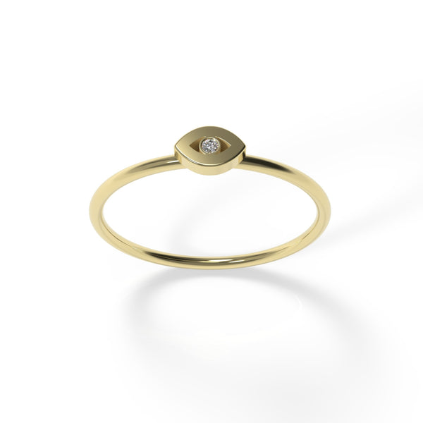 טבעת עין מזהב 14 קראט משובצת יהלום טבעי